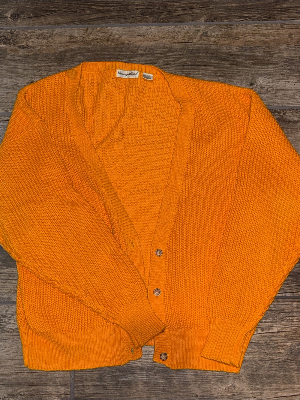 VINTAGE Chunky Orange Button-Front Women's Cardigan Sweater